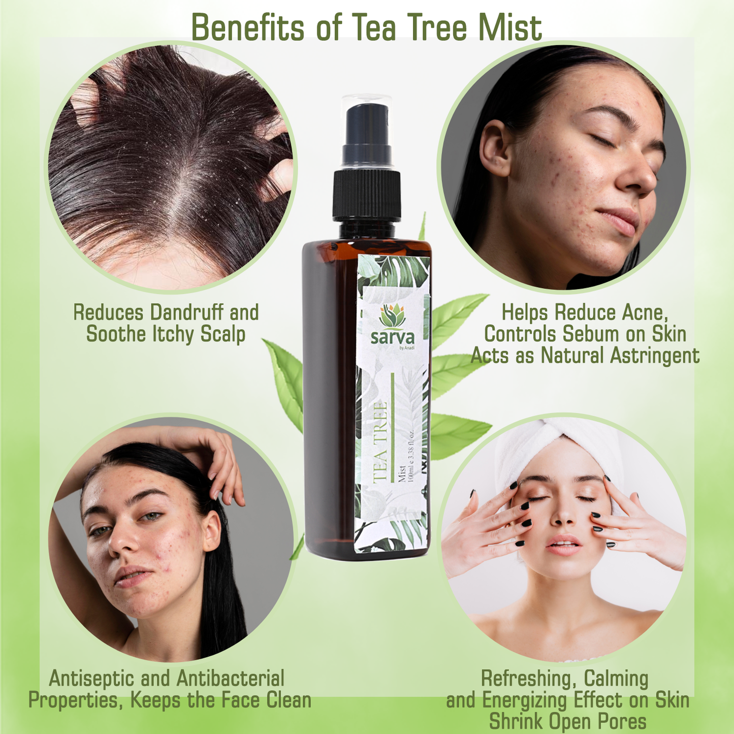 Rosemary Mist & Tea Tree Mist | Dandruff & Acne Control | Hairloss Remedy