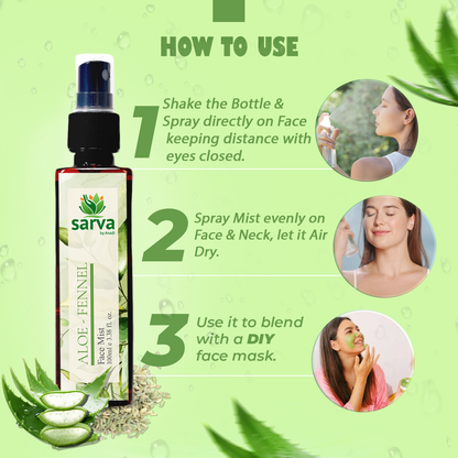 Aloe Fennel Face Mist | 100 % Pure & Natural | Alcohol & Parabens Free | Vegan | Refreshing, Hydrating & Calming