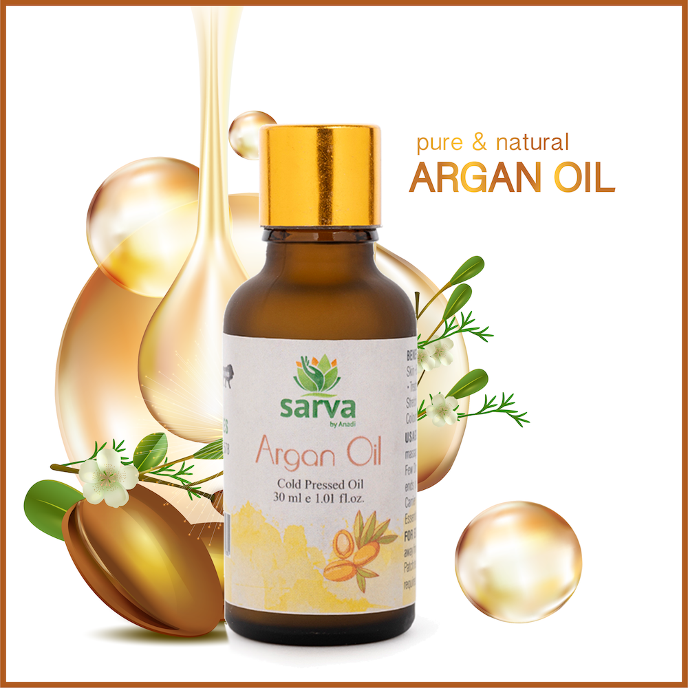 Argan Oil by Sarva by Anadi |  Nourish and Rejuvenate Your Hair and Skin with Argan Oil | Improves Scalp Health And Promotes Hair Growth Making Hair Fuller And Thicker | Non Sticky & Non Comedogenic |Deeply Nourishes Skin