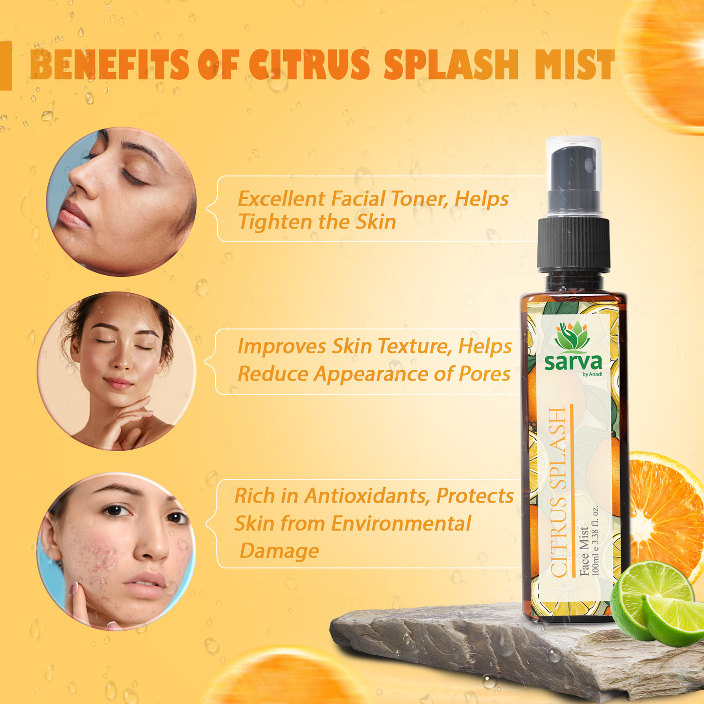 Citrus Splash Face Mist | 100% Pure & Natural Skin Care | Alcohol & Parabens Free | Anti-Ageing | Nourishing, Refreshing & Hydrating