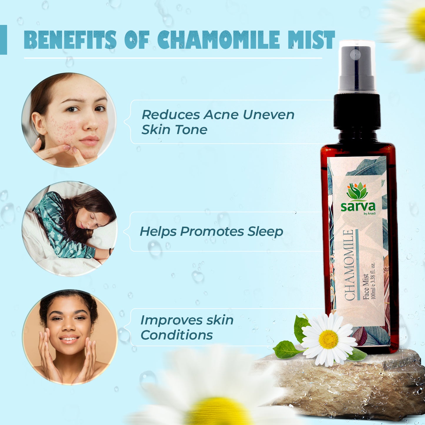 Chamomile Mist | Steam Distilled Hydrosol | Soothing & Calming