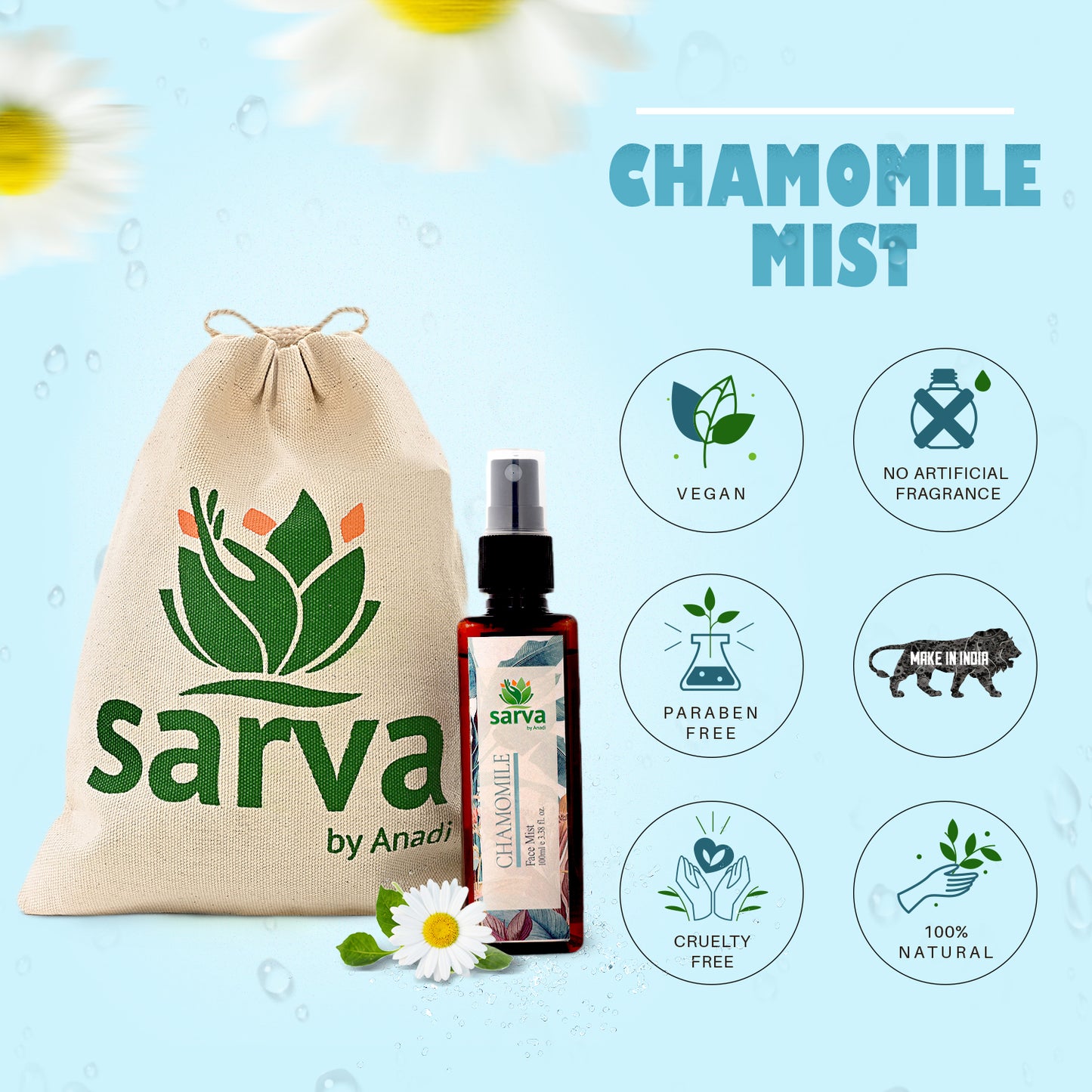 Chamomile Mist | Steam Distilled Hydrosol | Soothing & Calming