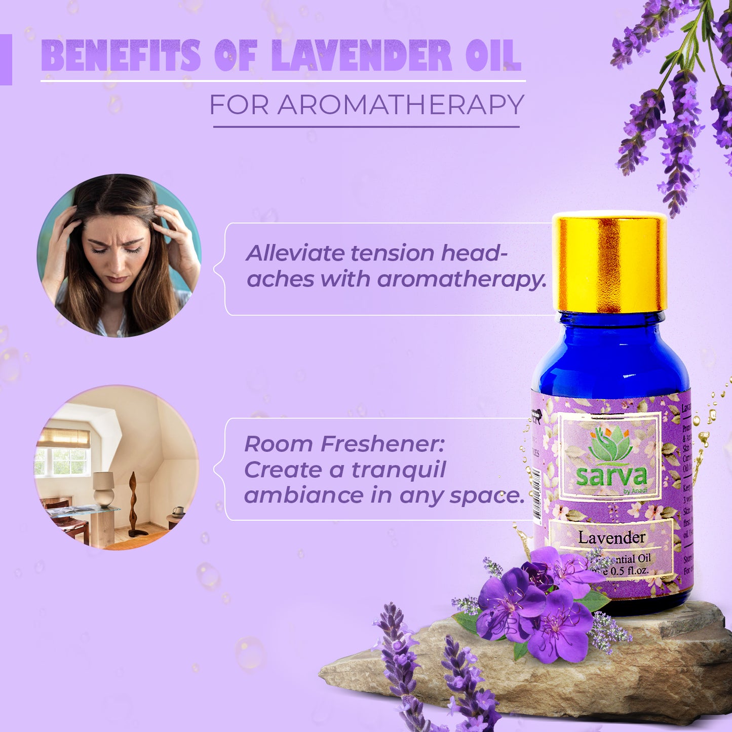 Lavender Essential Oil - Pure & Natural | Promotes Healthy Skin & Hair |