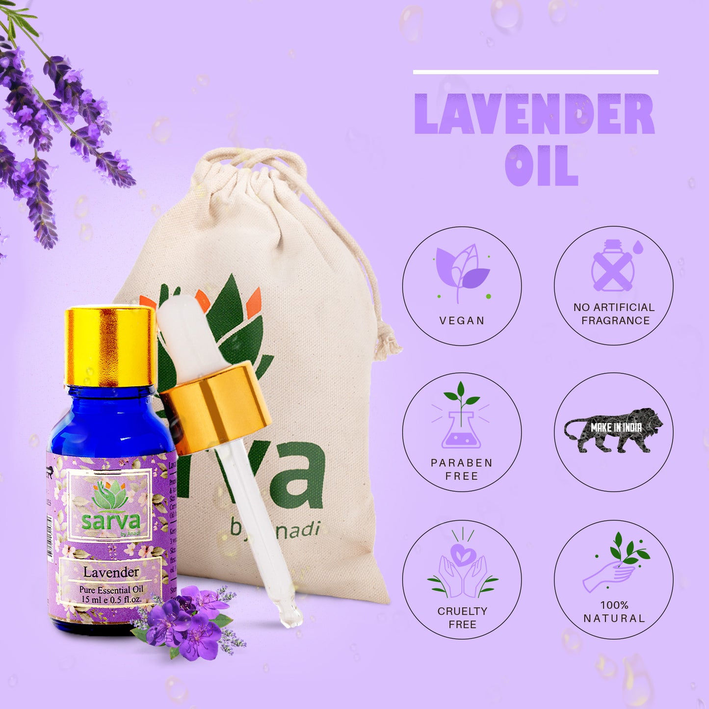 Lavender Essential Oil - Pure & Natural | Promotes Healthy Skin & Hair |