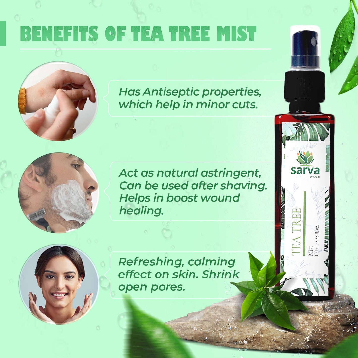 Tea Tree Mist - Oil & Acne Prone Skin | Natural Toner | Dandruff & Itchy Scalp | 100 ml