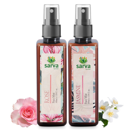 Floral Glow Pair | Rose Mist & Jasmine Mist| 100% Steam Distilled Hydrosols | Alcohol-Free, Natural Toner for Glowing Skin