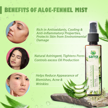 Aloe Fennel Face Mist | 100 % Natural with Niacinamide | Alcohol & Parabens Free | Unisex | Refreshing, Hydrating & Calming