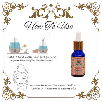 Cedarwood Oil | Treats Acne, eczema | Promotes relaxation | Destress through Aromatherapy |