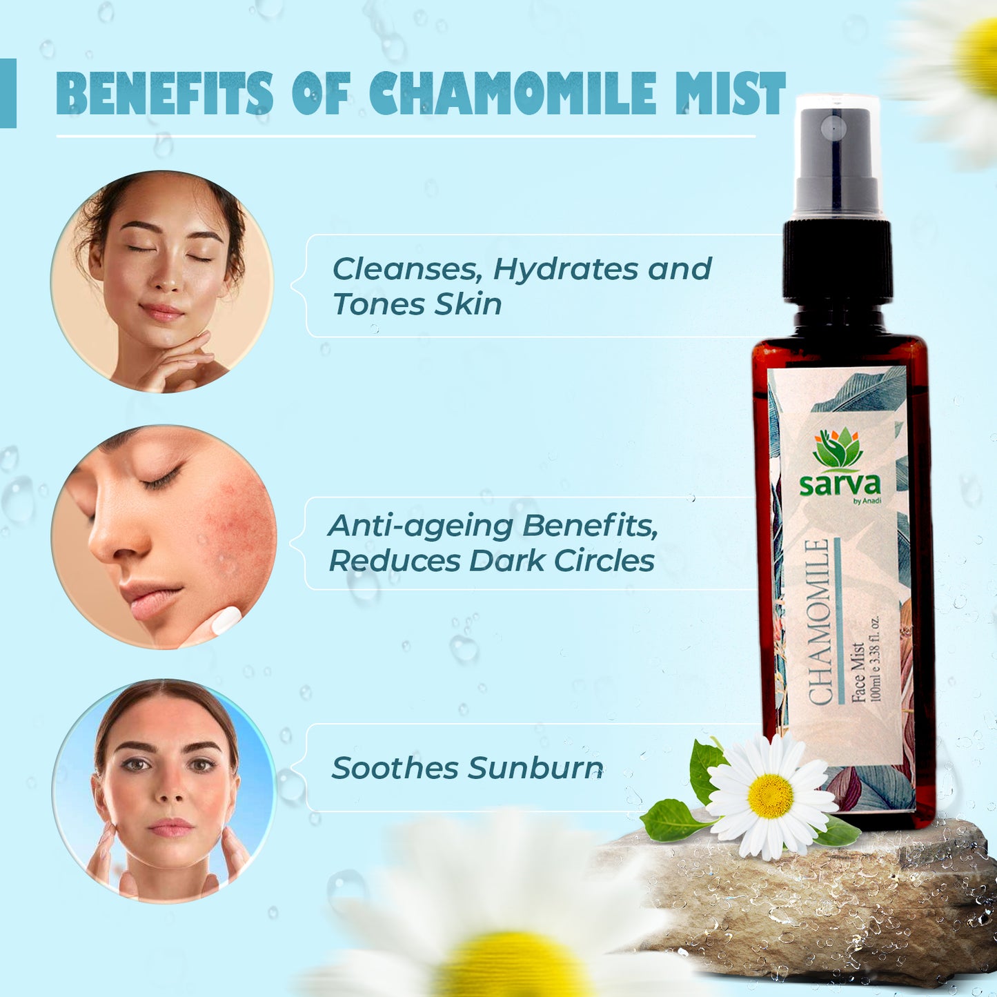Chamomile Mist | Steam Distilled Hydrosol | Soothing & Calming