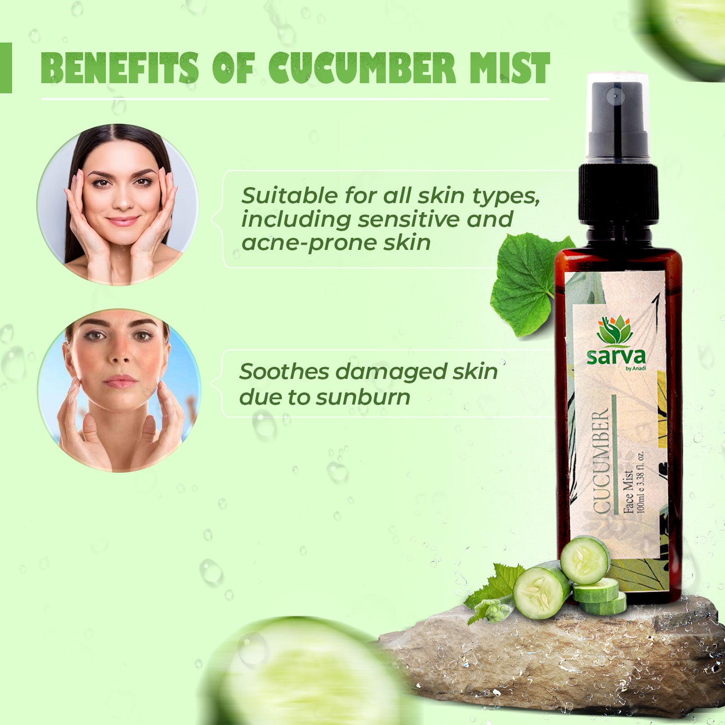 Cucumber Mist - Natural Face Toner | Steam Distilled Hydrosol