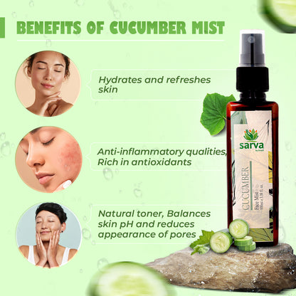 Cucumber Mist - Natural Face Toner | Steam Distilled Hydrosol
