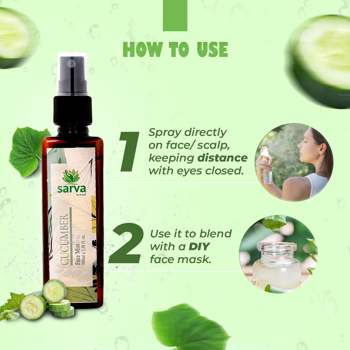 Cucumber Mist - Natural Face Toner | Steam Distilled Hydrosol