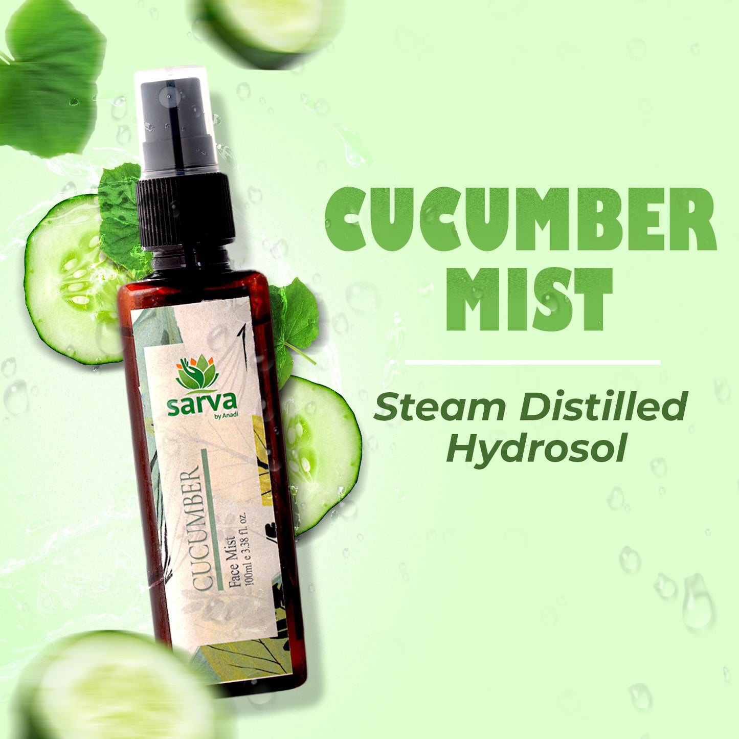 Cucumber Mist - Natural Face Toner | Steam Distilled Hydrosol