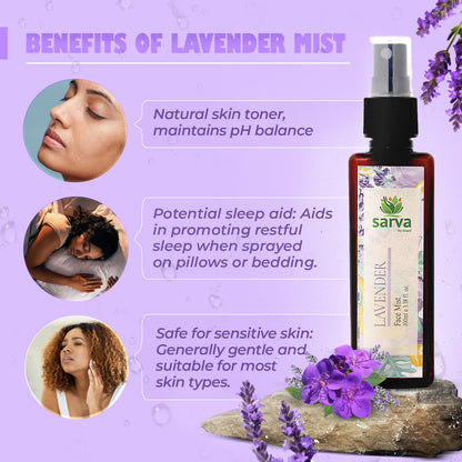Lavender Mist | Alcohol free | Steam Distilled Hydrosol | Soothing Mist for Relaxation | Natural skincare