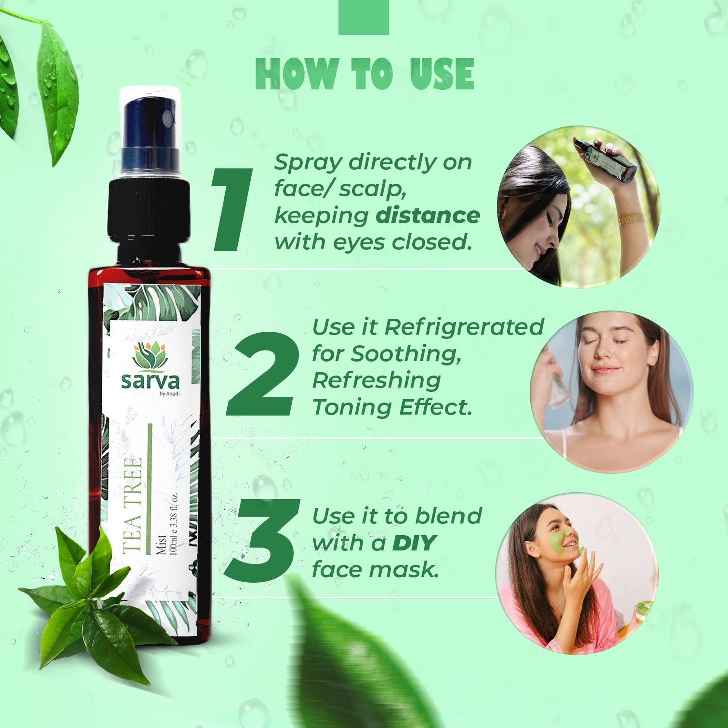 Tea Tree Mist - Oil & Acne Prone Skin | Natural Toner | Dandruff & Itchy Scalp | 100 ml