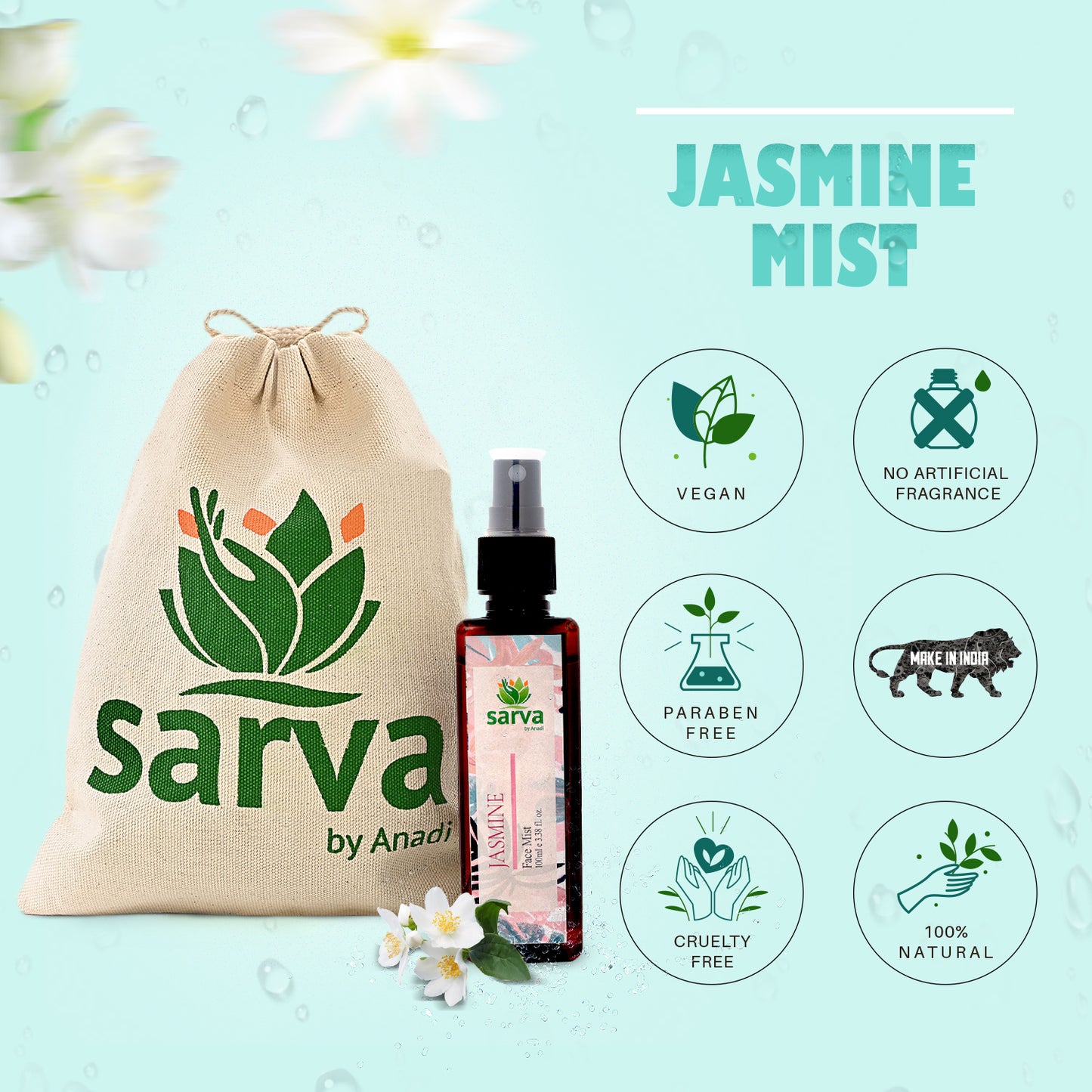 Jasmine Mist | Natural Toner | Steam Distilled Hydrosol